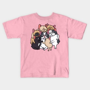 French Bulldogs group hug Kids T-Shirt